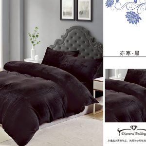 法蘭絨 鋪棉床包兩用被四件式組 【亦寒-黑】保暖 冬天必備 加高35cm