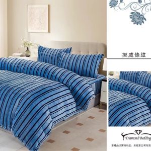 法蘭絨 鋪棉床包兩用被四件式組 【挪威條紋】保暖 冬天必備 加高35cm