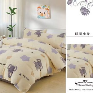 法蘭絨 鋪棉床包兩用被四件式組 【暖星小象】保暖 冬天必備 加高35cm