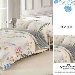 法蘭絨 鋪棉床包兩用被四件式組 【綠色清葉】保暖 冬天必備 加高35cm