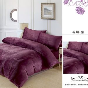 法蘭絨 鋪棉床包兩用被四件式組 【若烟-紫】保暖 冬天必備 加高35cm