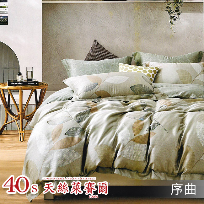 Tencel天絲™萊賽爾纖維製成的 100%40支 【序曲】 薄床包舖棉兩用被四件式組-40ab